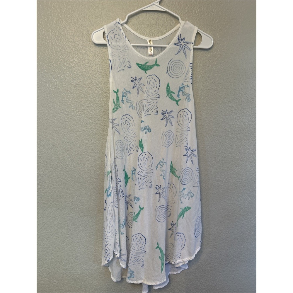 Shoreline Sheer Dolphin Anchor Seashell Dress One Size Beach Resortwear